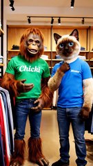 Funny Salesman Job 😂 Humanized Monkey Chikki & Cat Momo | Animal Comedy Viral Short