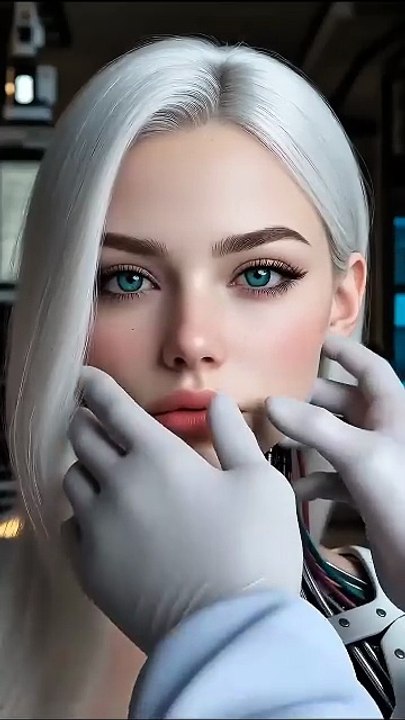 Robot Girl Humanoid Robot Undergoing Repair with Future Innovative Technology