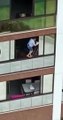 Mulher é flagrada se arriscando em parapeito de janela para limpar vidro; assista
