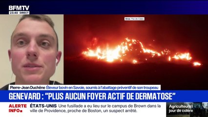 Pierre-Jean Duchêne, éleveur bovin en Savoie, témoigne après que son troupeau a été abattu par mesure de prévention contre la dermatose bovine il y a cinq mois