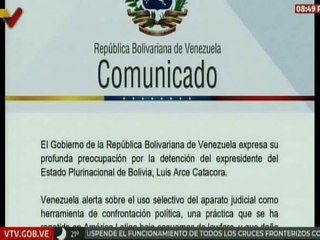Venezuela alza la voz ante la detención del expresidente de Bolivia, Luis Arce Catacora