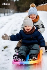 Kids cute sliding on snow #kids laughing