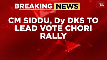 Congress 'Vote Chori' Rally: Siddaramaiah, D.K. Shivakumar Lead Massive Protest at Ramlila Maidan