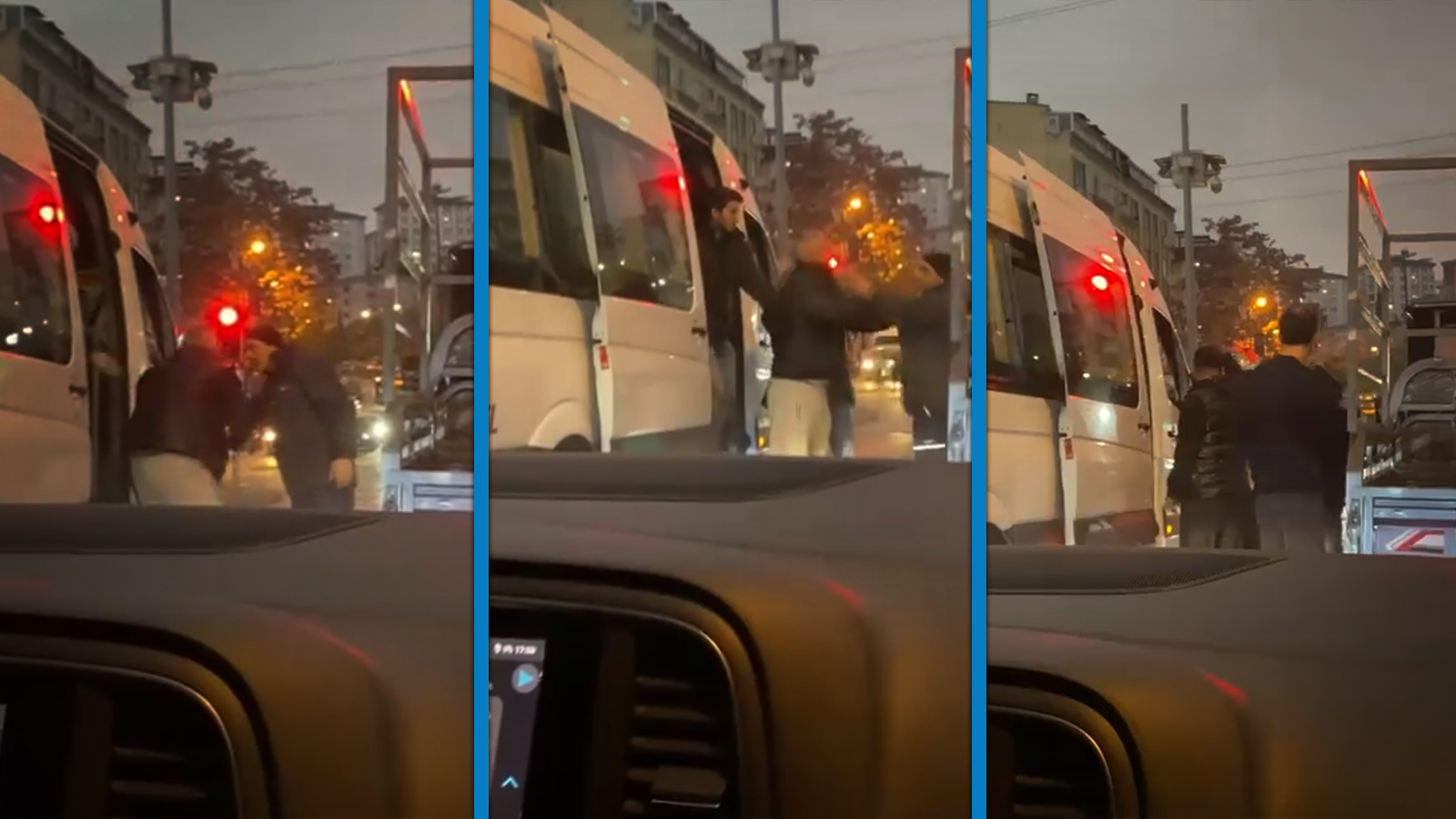 Servis şoförünün kağıt toplayan kişiye yumruklu saldırısı kamerada