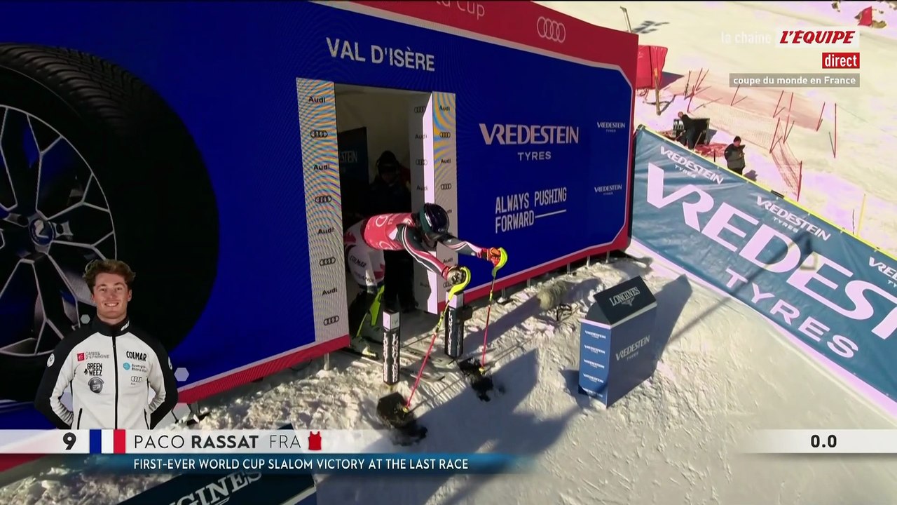 Paco Rassat a enfourché lors de la première manche du slalom de Val d'Isère - Ski - Coupe du monde de ski