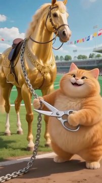 🐱🐴 Funny Cat Trains a Horse for Race | Cat Feeds Horse Healthy Food 😂
