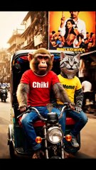 Funny Monkey & Cat Driving Indian Rickshaw 🛺 | Viral Animal Comedy