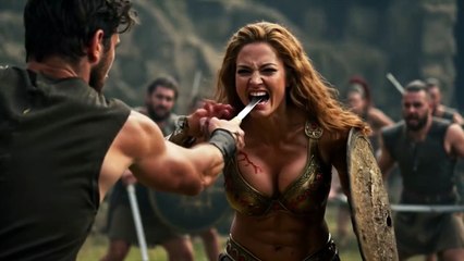 Mighty Amazon bodybuilder women are surrounded and injured, but they keep fighting for victory.