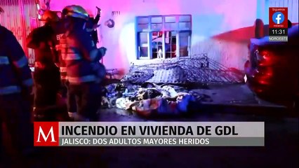 Dos adultos mayores resultan heridos por incendio en su vivienda en Guadalajara
