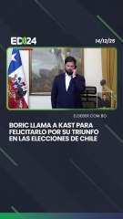 Boric llama a Kast para felicitarlo por su triunfo en las elecciones de Chile