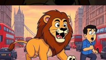 Boy vs Giant Lion 😂🐾 Funniest Cartoon Short!