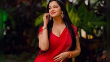 Ashwini Sri looking beautiful and red saree