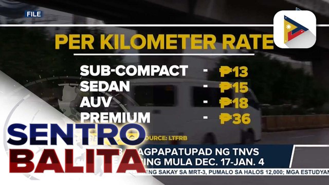 LTFRB, magpapatupad ng TNVS surge pricing mula Dec. 17-Jan.4