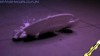 Ceramic plate drop on concrete floor