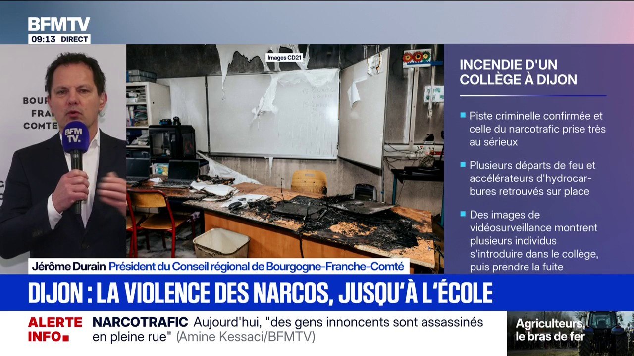Collège incendié à Dijon: "Il y a un rapport de force entre des organisations criminelles et l'État", affirme le président du Conseil régional de Bourgogne-Franche-Comté