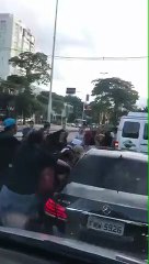 selena & the weeknd mobbed by fans leaving brazil