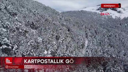 Gümüşhane'de Kent Ormanı, kar yağışıyla beyaza büründü