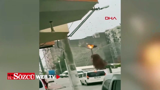 Mardin’de elektrik panosundaki patlama ve yangın kamerada
