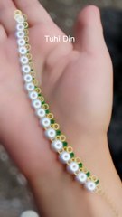 Handmade Pearl & Green Crystal Bracelet | Satisfying Jewelry Making
