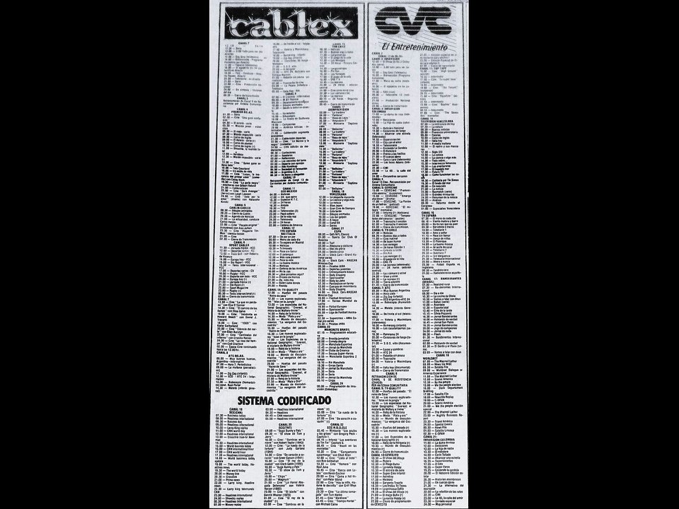 [RETRO] Guía de canales Cablex (Corrientes) - Septiembre de 1992