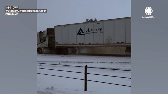 Trucks slide off I-80 amid snowy travel chaos