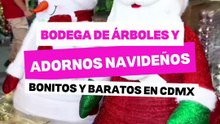 Bodega de árboles y adornos navideños en CDMX