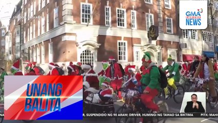 Mahigit 1,000 na naka-Santa Claus costume, sabay-sabay nagbisikleta para sa charitable cause | Unang Balita