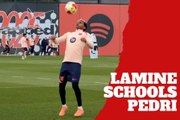 Lamine Yamal schools Pedri in a no drops allowed game during training