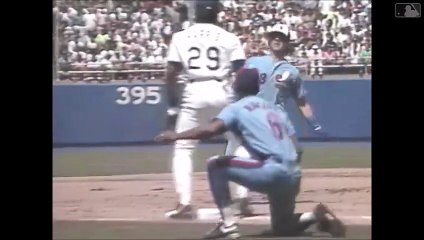 Larry Walker hits an RBI triple , giving the Expos 1-0 lead during Dennis Martinez's perfecto (7/28/91)