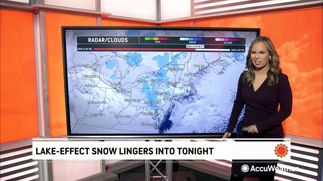 Lake-effect snow lingers after wintry weather in the Northeast