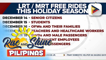 Mga guro at healthcare worker, may libreng sakay sa LRT at MRT ngayong araw