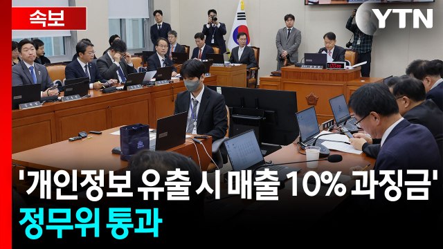 [속보] 국회 정무위, '대규모 개인정보 유출 시 매출 10% 과징금' 의결 / YTN