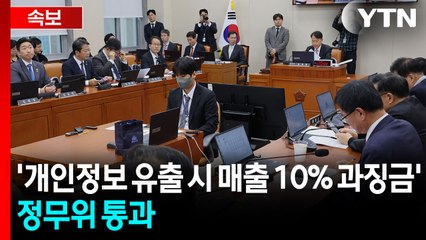 [속보] 국회 정무위, '대규모 개인정보 유출 시 매출 10% 과징금' 의결 / YTN