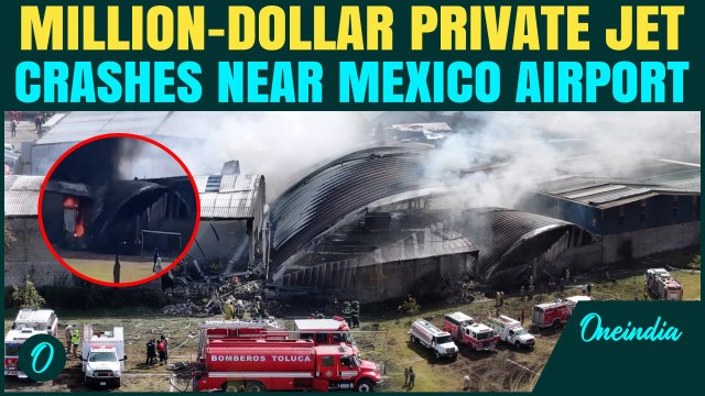 VIDEO: Private Jet CRASHES Near Mexico Airport During Emergency Landing | Plane Slams Into Building