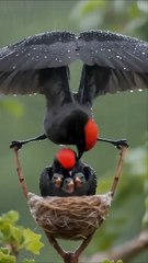 CUTE LITTLE BIRD IN THE WIND AND RAIN #VEDIO #