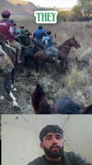 the moment the horses fall into the mud