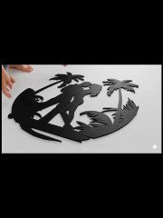 019 Romantic Couple Dancing on Beach Silhouette Wall Art Decor