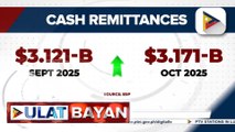 Cash remittances sa bansa, tumaas nitong Oktubre 2025