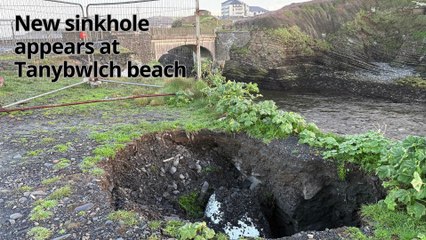 New sinkhole appears at Tanybwlch beach in Aberystwyth