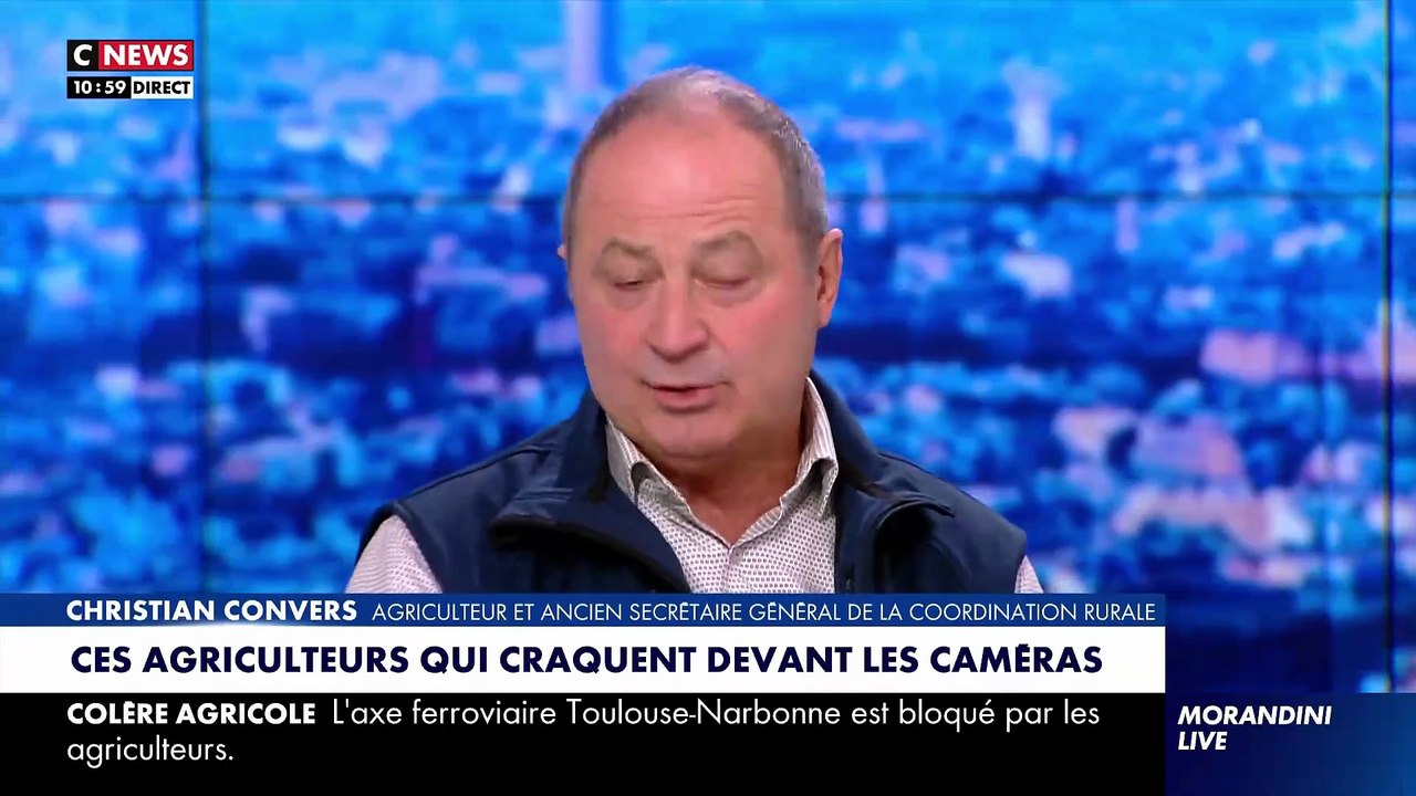Crise agricole - L'émotion d'un agriculteur, les larmes aux yeux, sur le plateau de "Morandini Live" sur CNews