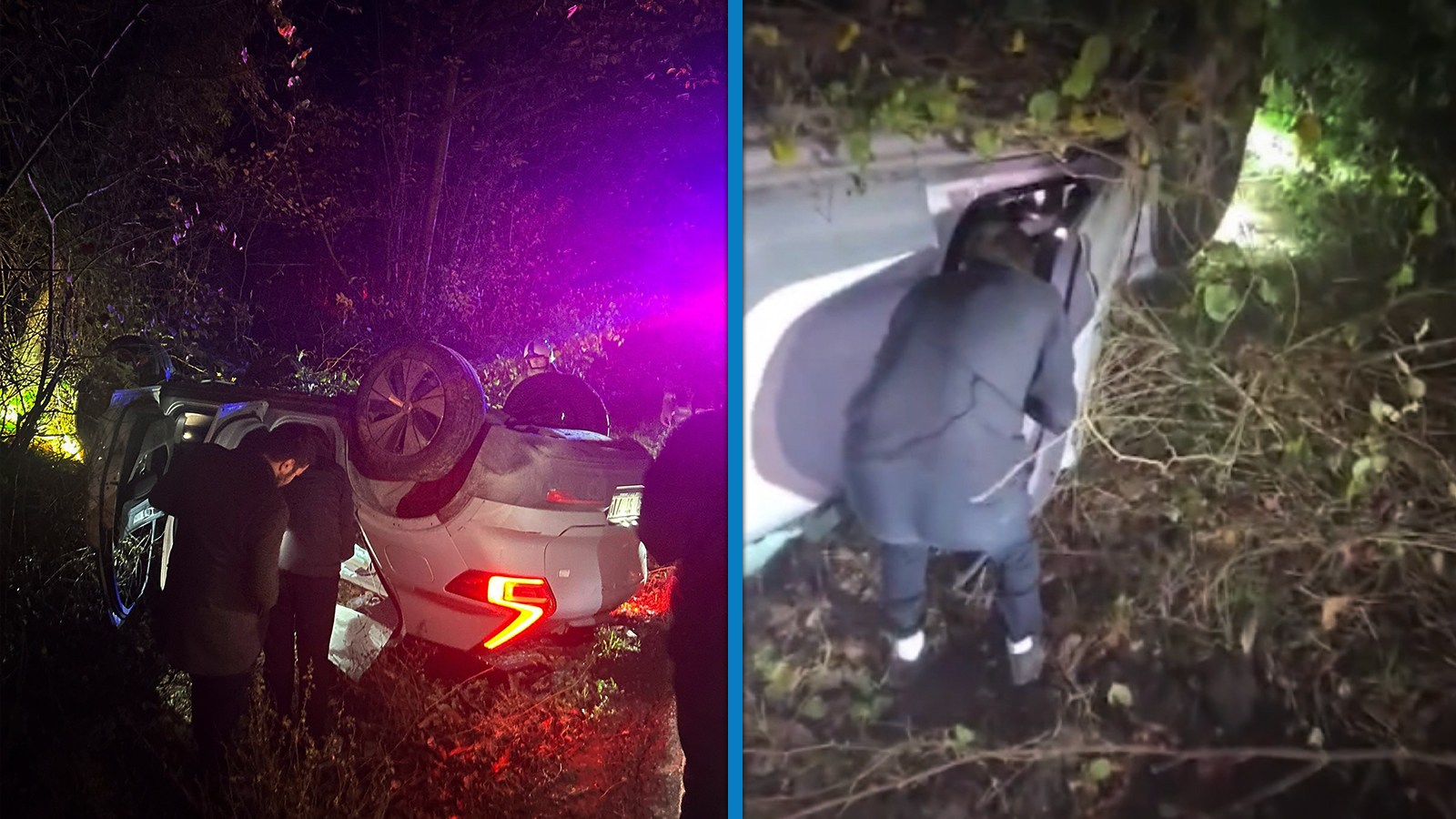 Otomobil takla attı; mahsur kalan sürücüyü çevrededekiler kurtardı