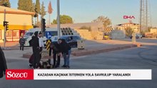 Kazadan kaçmak isterken yola savrulup yaralandı