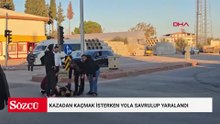 Kazadan kaçmak isterken yola savrulup yaralandı