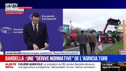 Colère agricole: Jordan Bardella demande "une opposition totale et définitive à la ratification de l'accord avec le Mercosur"