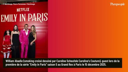 Jean-Baptiste Marteau s’affiche avec son compagnon et Michèle Laroque dans une tenue effet métal ultra tendance pour le tapis rouge de l’avant-première de la saison 5 d’Emily In Paris