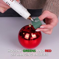 Holiday greens and red DIY hanging baubles 🎄