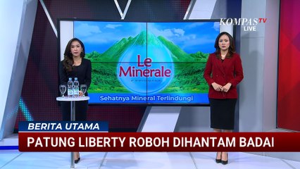 Detik-detik Replika Patung Liberty di Brasil Ambruk Usai Dihantam Badai Kencang