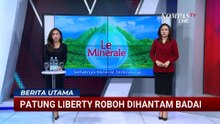 Detik-detik Replika Patung Liberty di Brasil Ambruk Usai Dihantam Badai Kencang