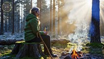 Winter Camping VIBES ☕ | Cozy Campfire in a Snowy Forest Ambience | Sleep, Study, Meditate