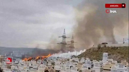 Ankara’da mezarlıkta çıkan yangını itfaiye ekipleri söndürdü
